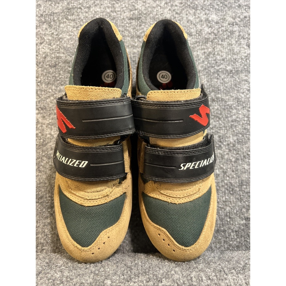 VTG Specialized Sport MTB Cycling Shoes Brown Suede Green Mesh Size 40 US 7.5